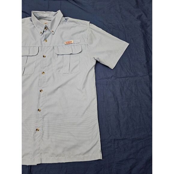 Berkley Shirt Mens Large Fishing Vented Blue Checked Short Sleeve Button Down - Picture 12 of 13
